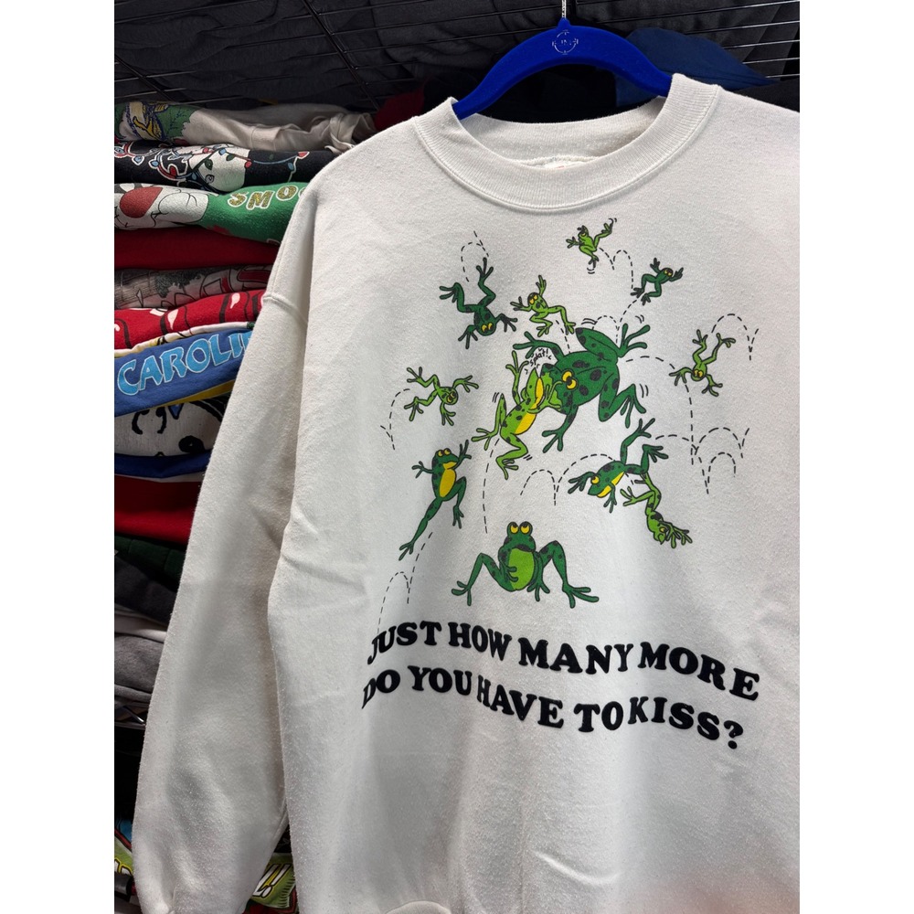 Vintage Pincess and the Frog Graphic Sweatshirt White Mens Medium 90s Funny